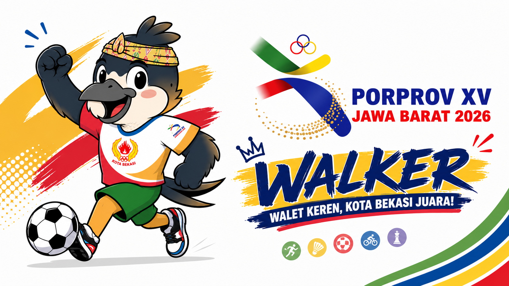 Walker Porprov XV Jabar 2026 Kota Bekasi, Maskot Walet Keren dengan Semangat Pancawaluya